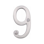 M Marcus Heritage Brass Numeral 9 - Face Fix 76mm Slimline font